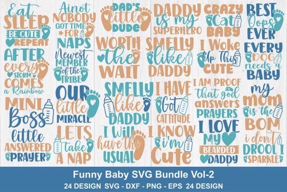 24 Funny Baby SVG Bundle Vol-2 Graphics for Crafts