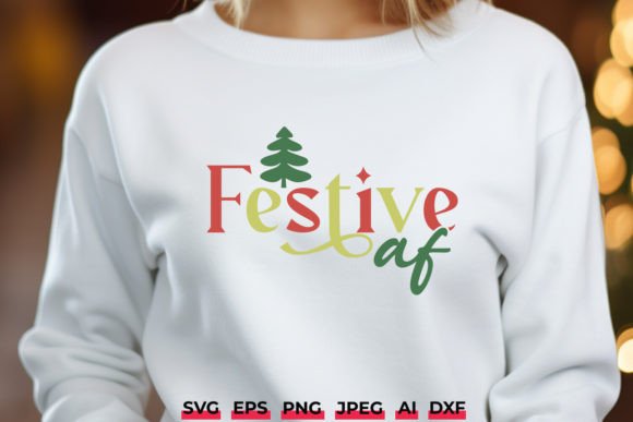 Festive AF SVG Funny Retro Christmas Graphics for Crafts