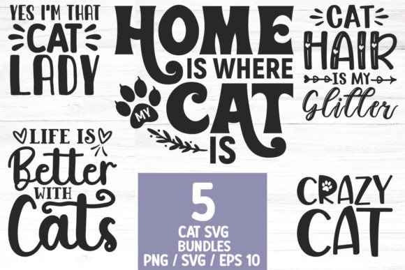 Funny Cat SVG Bundle for POD Graphics and Crafts