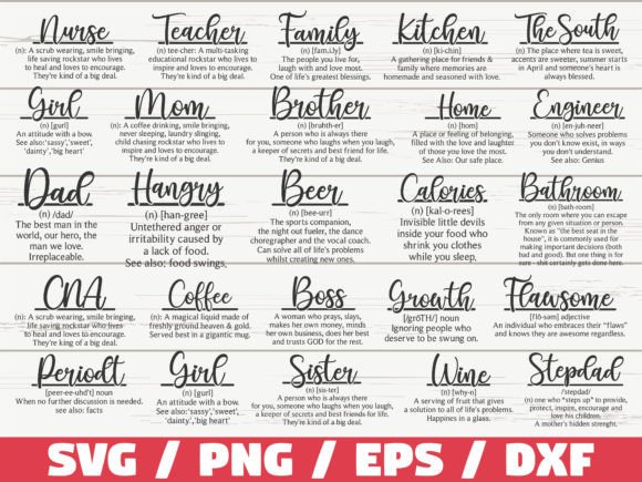 Funny Definition SVG Bundle Cut File Graphics for Crafts