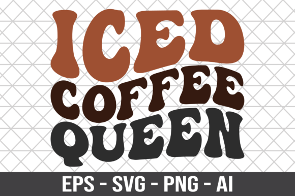 Iced Coffee Queen Retro SVG for Crafts and Graphics